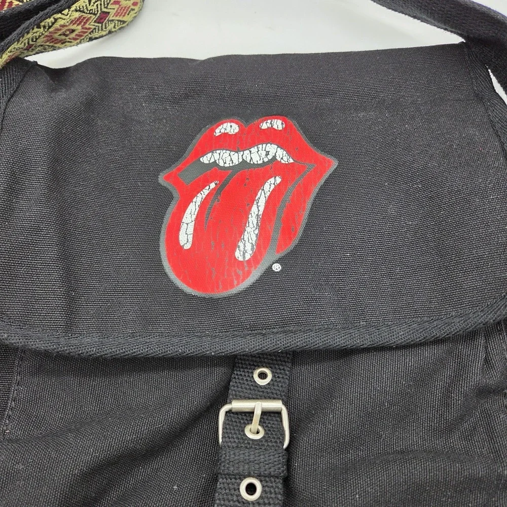 Vintage Rolling Stones Messenger Bag Rock & Roll Music Black Fabric